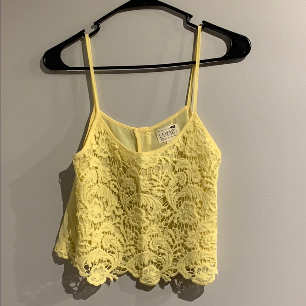 Yellow Lace Crop Top